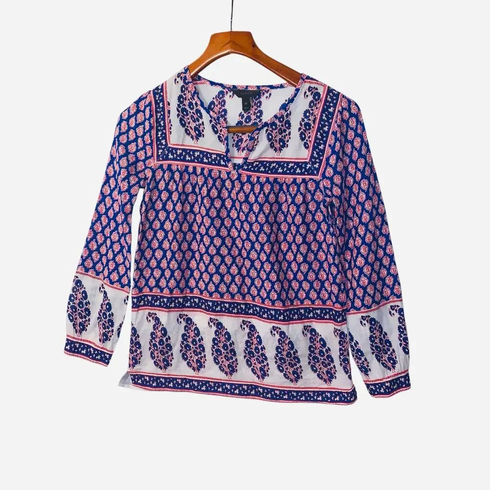J. CREW Paisley Print Bohemian Cotton Tunic 00